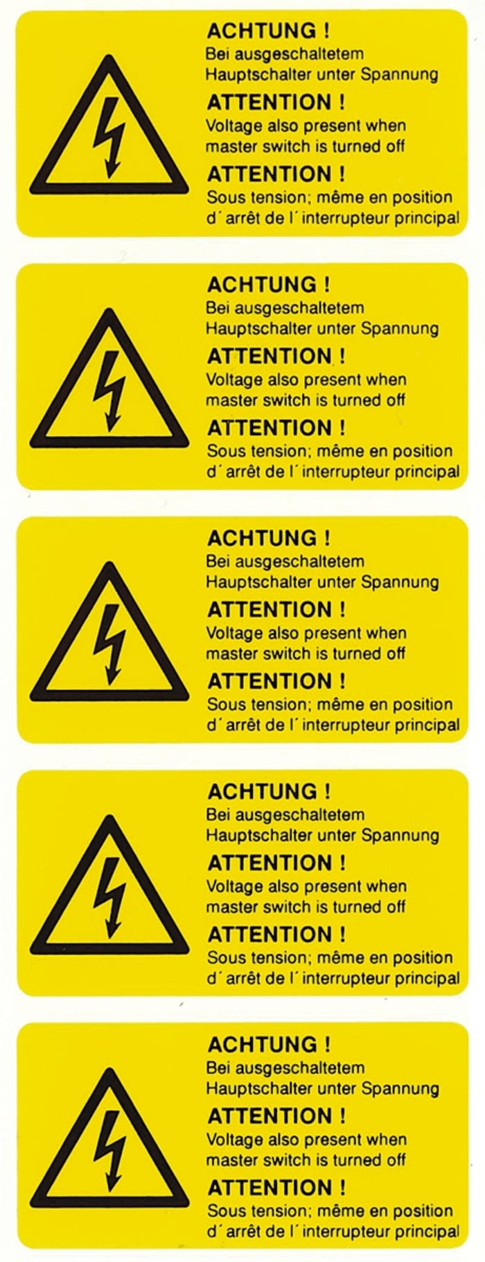 Achtung ! Auch bei ausgeschaltetem Hauptschalter unter Spannung