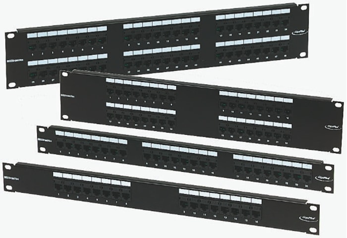 Panel de conexión LSA Brand-Rex GPCPNLU48002, Cat5e, 48 puertos, RJ45, UTP, 2U, Negro, Serie GigaPlus