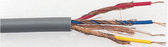 Cable para instrumentos RS PRO de 4 conductores, sección 0,08 mm², Ø ext. 5.2mm, long, 50m