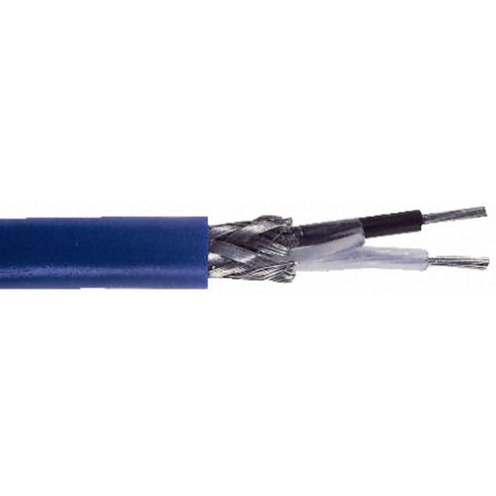 Blue PVC twin axial screened cable,100m
