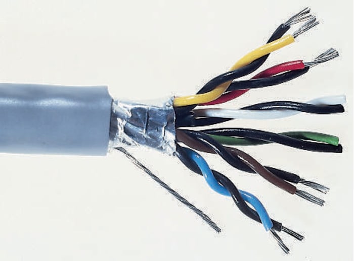 RS PRO Data Cable, 2 Pairs, 4 Cores, 0.22 mm², Screened, 24 AWG, 500m, Aluminium Foil-PET Tape Shield