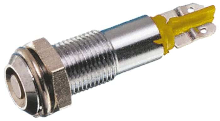 İndikatör Lamba/Sinyal Lambası, 6mm, Girintili, Sarı, LED Lambalı, Lehimlenebilir Terminal, 3 mm, 12 → 14 V