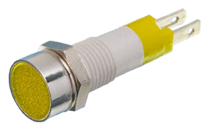 Signal Construct Yellow Panel Mount Indicator, 12 → 14V, 8mm Mounting Hole Size