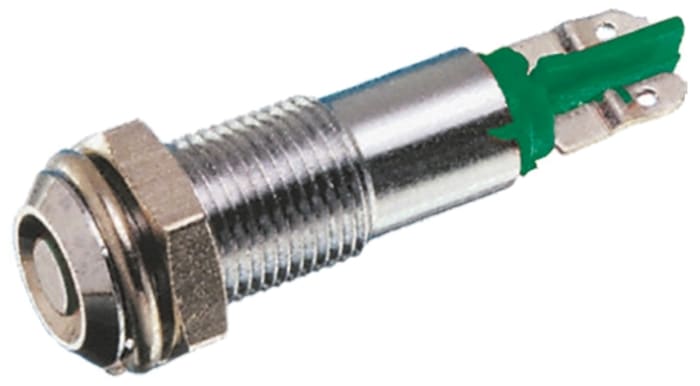 Signal Construct Green Indicator, 20 → 28V, 6mm Mounting Hole Size, Lead Wires Termination
