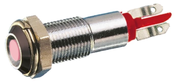 Signal Construct Red Indicator, 12V, 8mm Mounting Hole Size, Solder Tab Termination