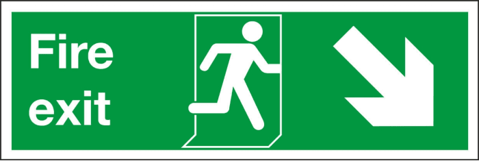 Vinyl Fire Exit Down, Fire Exit, English, Exit Sign