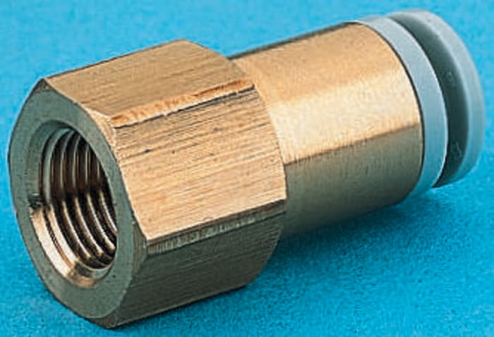 SMC Brass, Nitrile Rubber, PBT, POM, PP, Stainless Steel Female Hydraulic Straight Compression Tube Fitting, R 3/8