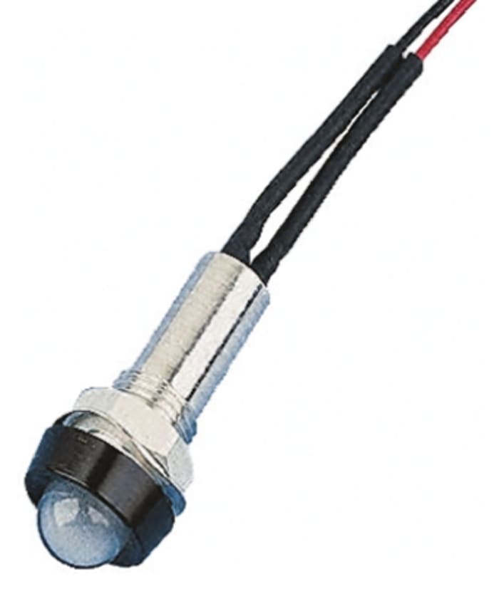 Oxley Blue Panel Mount Indicator, 24V, 8mm Mounting Hole Size, Lead Wires Termination, IP67