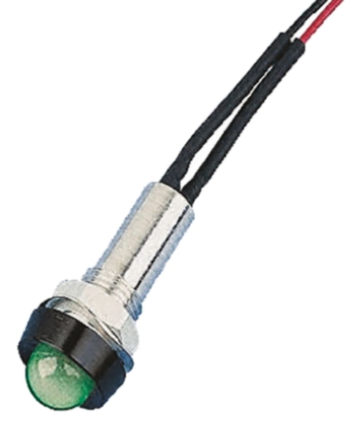 Voyant LED lumineux  Vert Oxley, dia. 8mm, 230V c.a., IP67