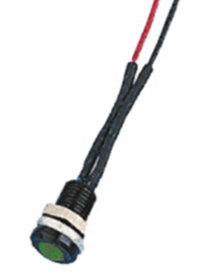 Oxley Green Panel Mount Indicator, 24V ac, 6.4mm Mounting Hole Size, Lead Wires Termination, IP66
