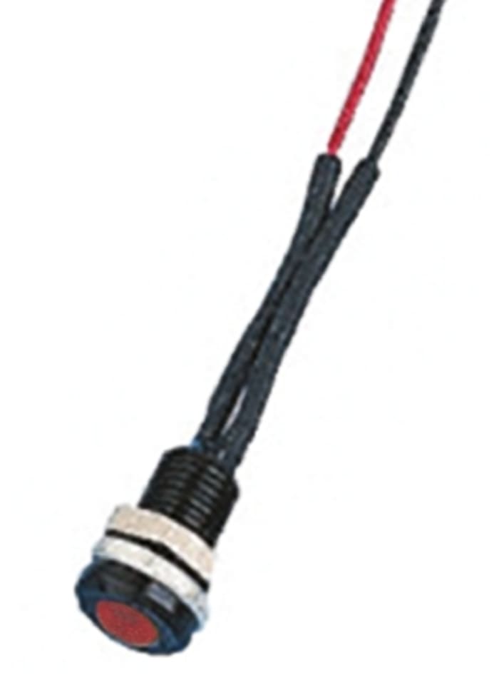 Oxley Red Panel Mount Indicator, 24V ac, 6.4mm Mounting Hole Size, Lead Wires Termination, IP66