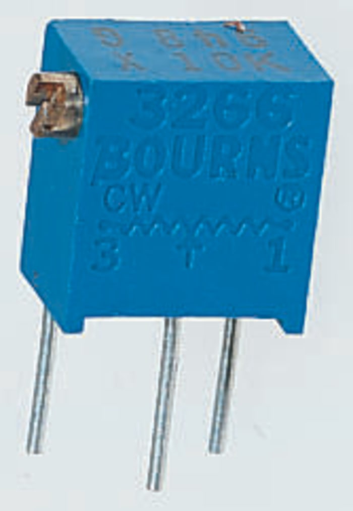 Bourns Trimpot (Trimmer Potansiyometre) 100kΩ, 12 Dönüşlü, Yandan Ayarlı, 1/4W, ±100ppm/°C, Pinli, 3266X Serisi