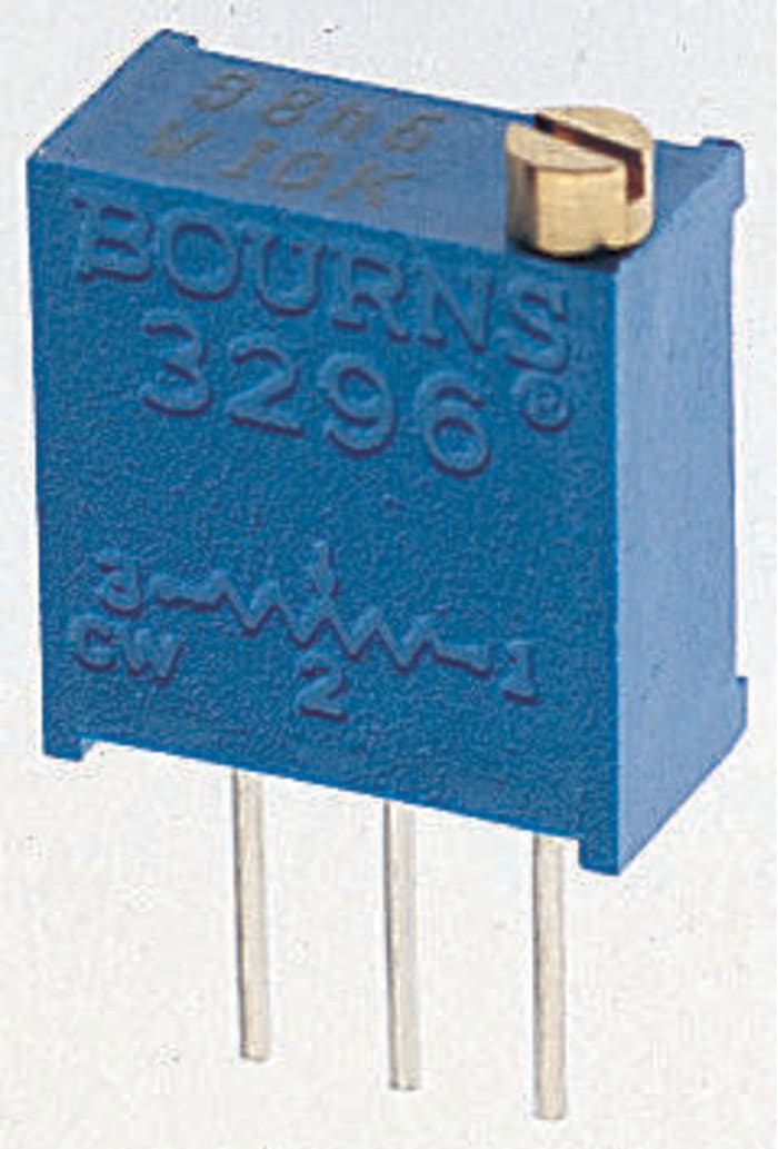 100Ω, Through Hole Trimmer Potentiometer 0.5W Top Adjust Bourns, 3296