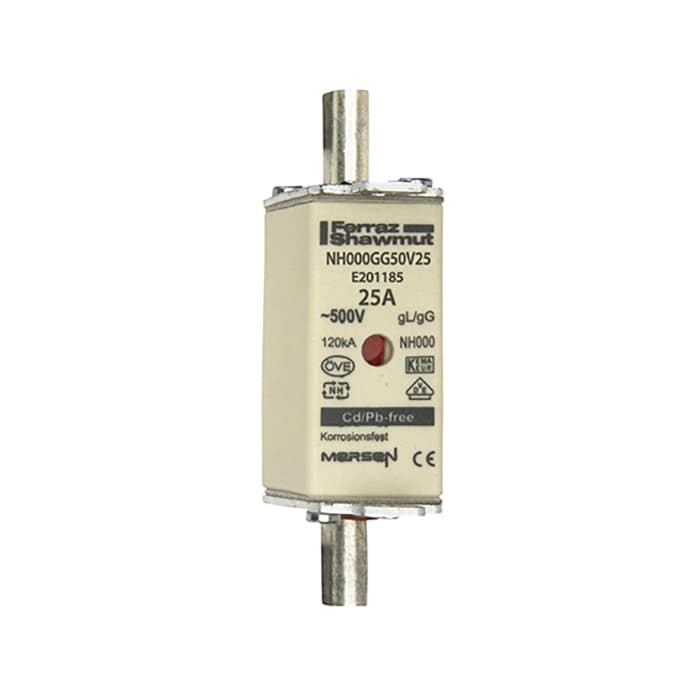 Mersen 25A NH Fuse, NH000, 500V ac