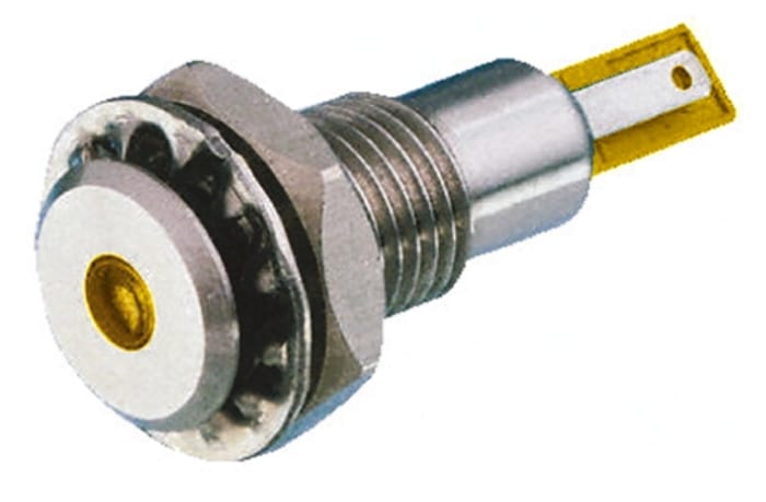 Bulgin Yellow Panel Mount Indicator, 24V dc, 12.2mm Mounting Hole Size, Solder Tab Termination, IP67