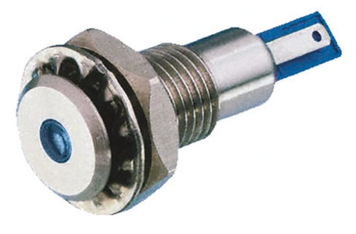 İndikatör Lamba/Sinyal Lambası, LED Lambalı, Mavi, Girintili, 24 V dc, 5 mm, 12,2mm, Lehimlenebilir Terminal