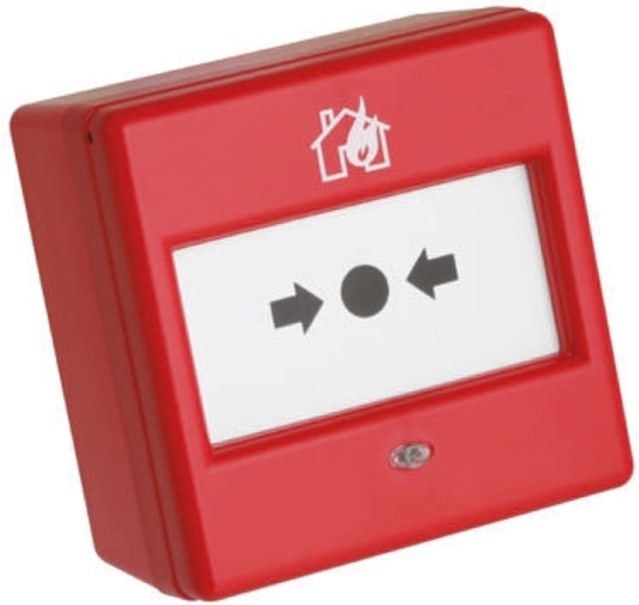 Fulleon Red Fire Alarm Call Point, Break Glass Operated, Indoor, Mains-Powered