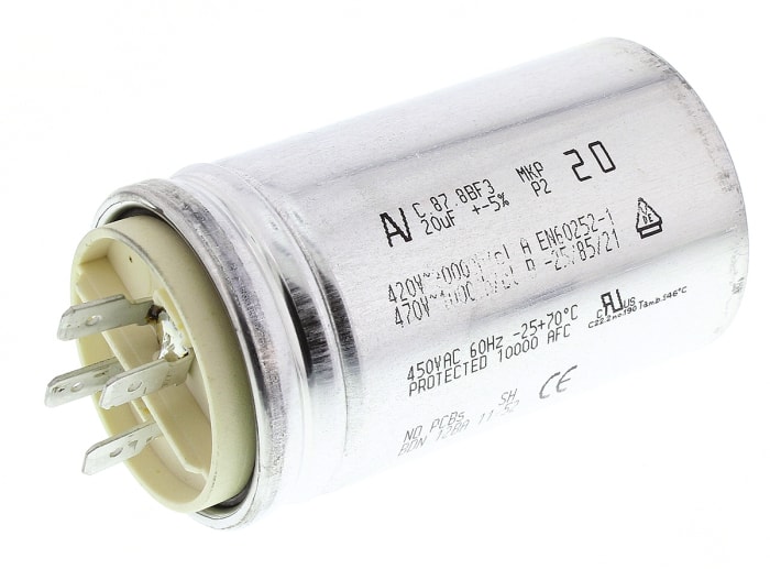 KEMET C87 Metallised Polypropylene Film Capacitor, 470V ac, ±5%, 20μF, Chassis Mount