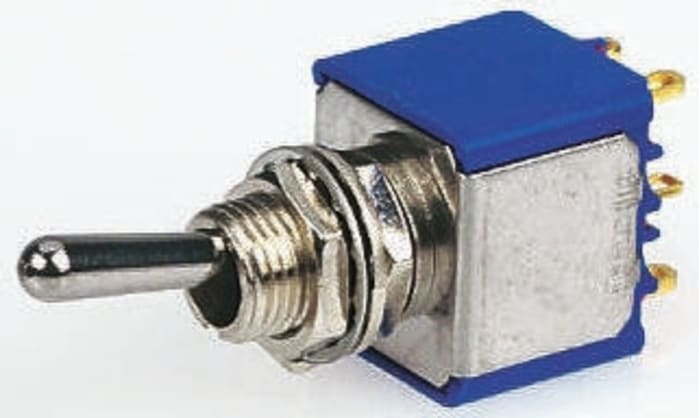 APEM Toggle Switch, Panel Mount, On-Off-On, DPDT, Solder Lug Terminal, 30V dc