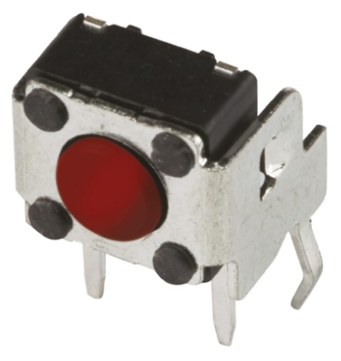 Red Button Tactile Switch, SPST 50 mA @ 12 V dc 0.6mm