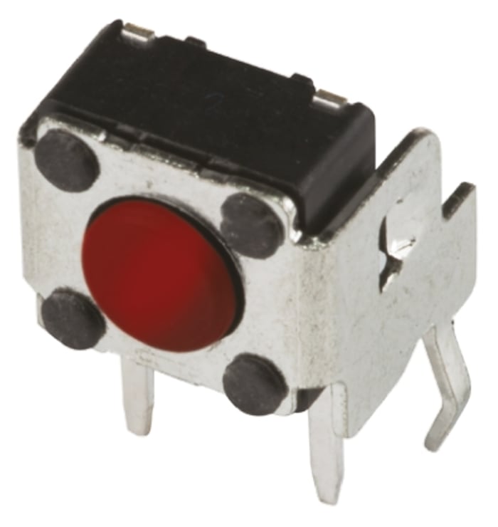 APEM Red Button Tactile Switch, SPST 50 mA @ 12 V dc 1.3mm