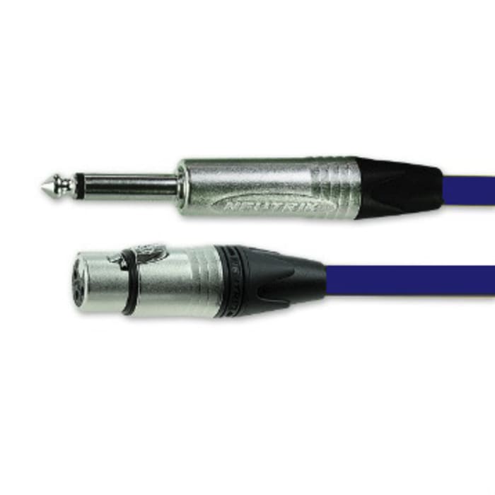 Van Damme Female 3 Pin XLR to Male 6.35mm Mono Jack  Cable, Blue, 5m