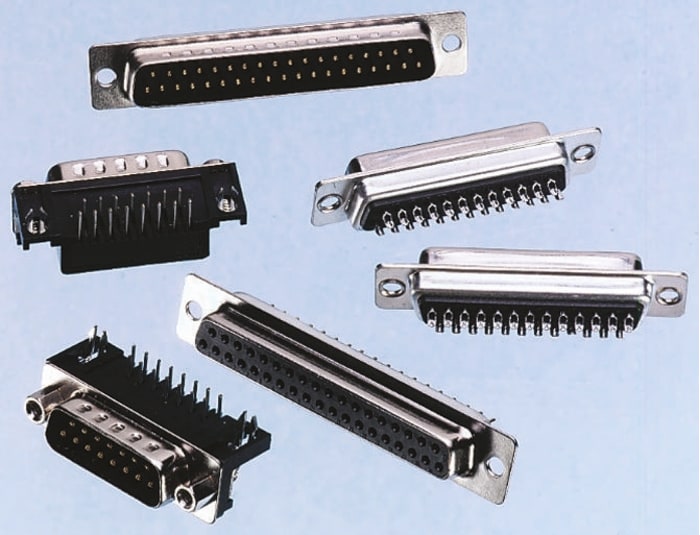 Conector, multipolar, rectangular, terminación por celda de soldadura, macho, 25 vías
