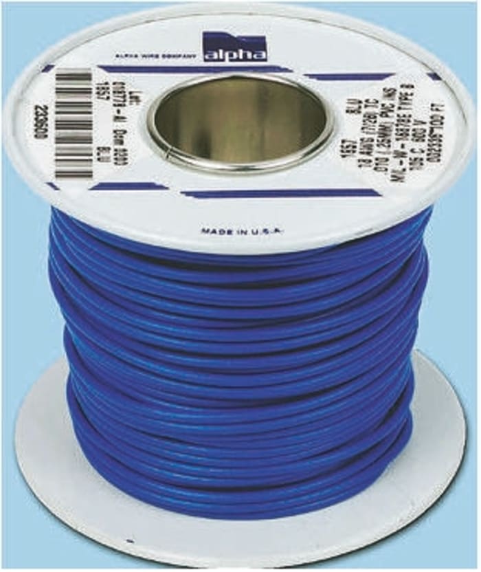 Alpha Wire Blue 0.9mm² Hook Up Wire, 7/0.4 mm, 30m, PVC Insulation