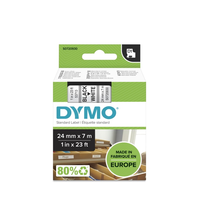 Ruban pour étiqueteuse Dymo 7 m x 24 mm Noir sur Blanc