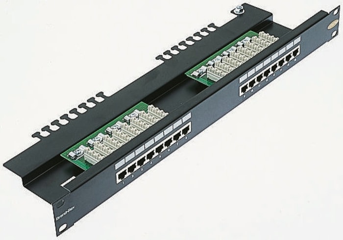 Panel de conexión RJ Brand-Rex C6CPNLF160K2M, Cat6, 16 puertos, RJ45, STP, 1U, Negro