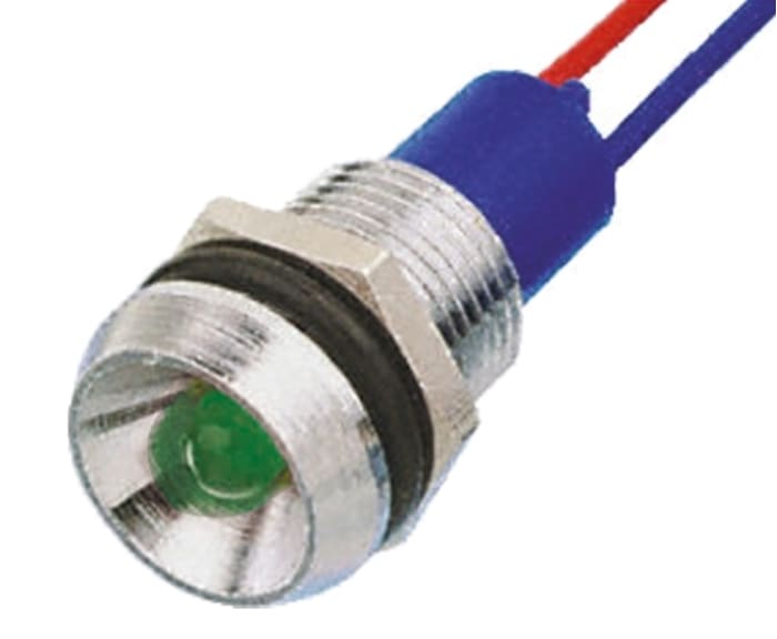 Tranilamp Green Indicator, 24V ac, 12.7mm Mounting Hole Size, Lead Wires Termination