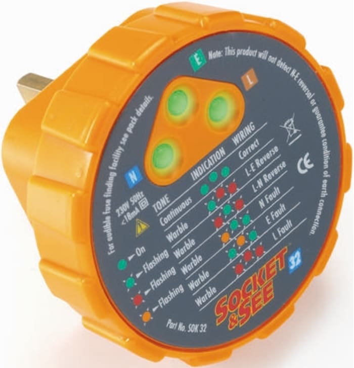 Adaptador para red eléctrica Socket & See SOK 32, 230V ac, 13A, para tomas de 3 pines