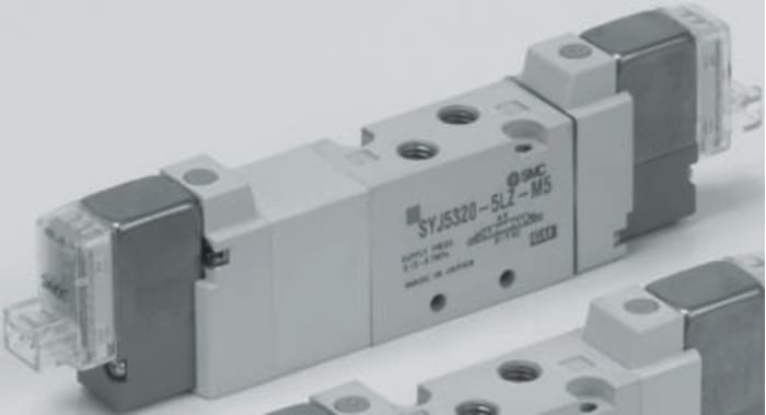 SMC 5/2 Pneumatic Solenoid Valve - Solenoid/Pilot Metric M5 SYJ5000 Series 24V dc