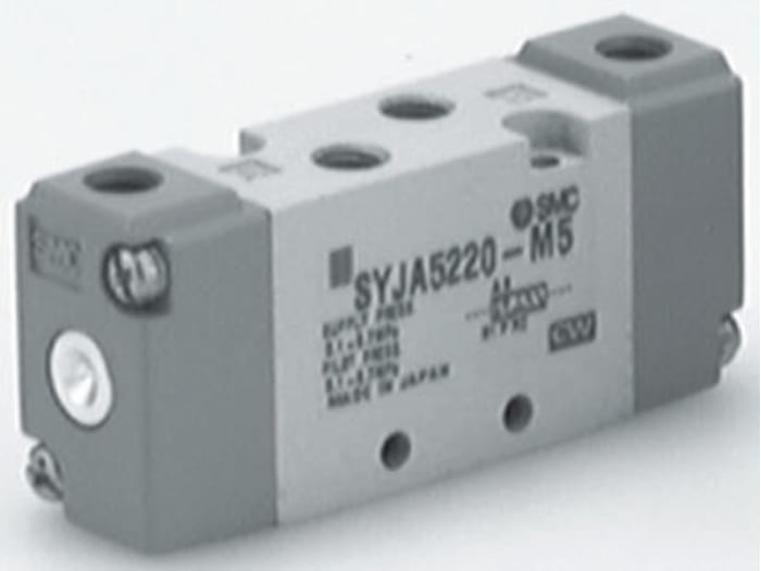 SMC 5/2 Pneumatic Solenoid Valve - Pilot/Pilot Metric M5 SYJA5000 Series