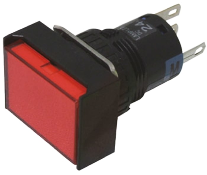 Idec Illuminated Push Button Switch, Momentary, Panel Mount, 16mm Cutout, DPDT, Red LED, 250V, IP65