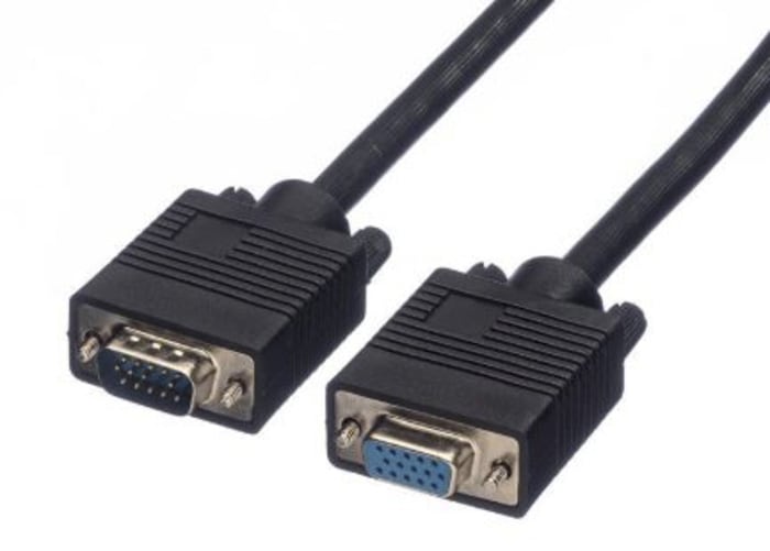 Roline Male VGA to Female VGA Cable, 2m Black