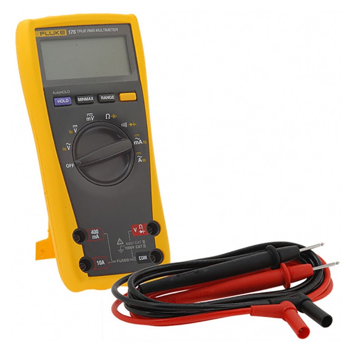 Fluke 175 Handheld Digital Multimeter, True RMS, 10A ac Max, 10A dc Max,  1000V ac Max - RS Calibrated