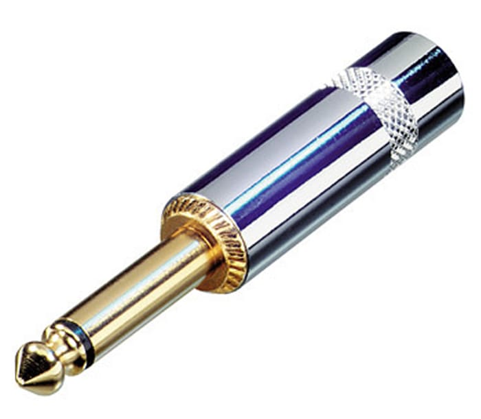 REAN Products Jack Connector 6.35 mm Cable Mount Mono Plug, 2Pole