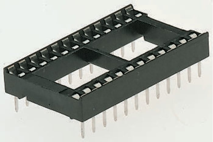 Winslow, W3100 2.54mm Pitch Vertical 24 Way, Through Hole Stamped Pin Open Frame IC Dip Socket, 10A