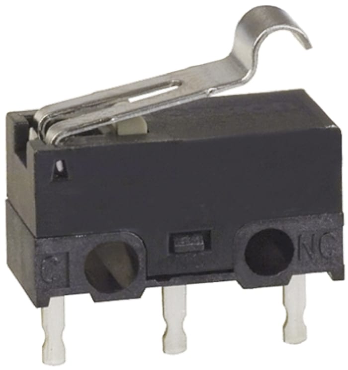 Omron Simulated Roller Lever Micro Switch, PCB Terminal, 100 mA @ 30 V dc, SPDT, IP40