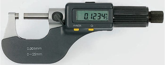 Mikrometr, přesnost: ±0,004 mm, rozlišení: 0,001 mm, Obojí, max. měření: 25mm, rozsah: 0 mm →25 mm RS PRO
