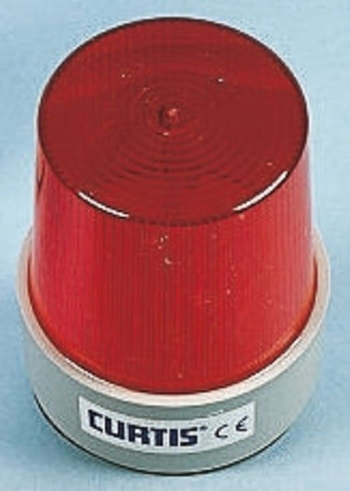 Curtis TB Series Red Flashing Beacon, 12 → 80 V dc, Base Mount, Xenon Bulb