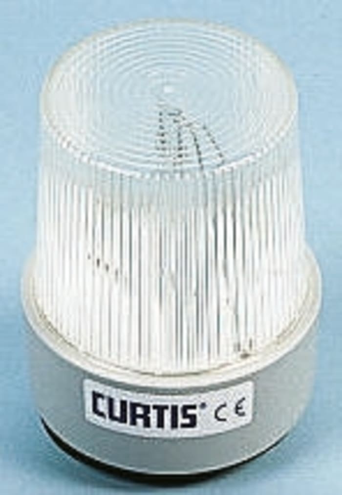 Curtis TB Series White Flashing Beacon, 12 → 80 V dc, Base Mount, Xenon Bulb