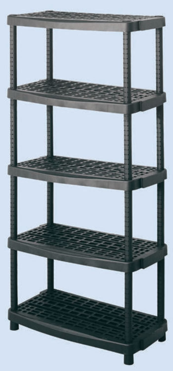 Estantería modular RS PRO Negro de PP, con 5 baldas, 1887mm x 930mm x 453mm, 70kg de carga
