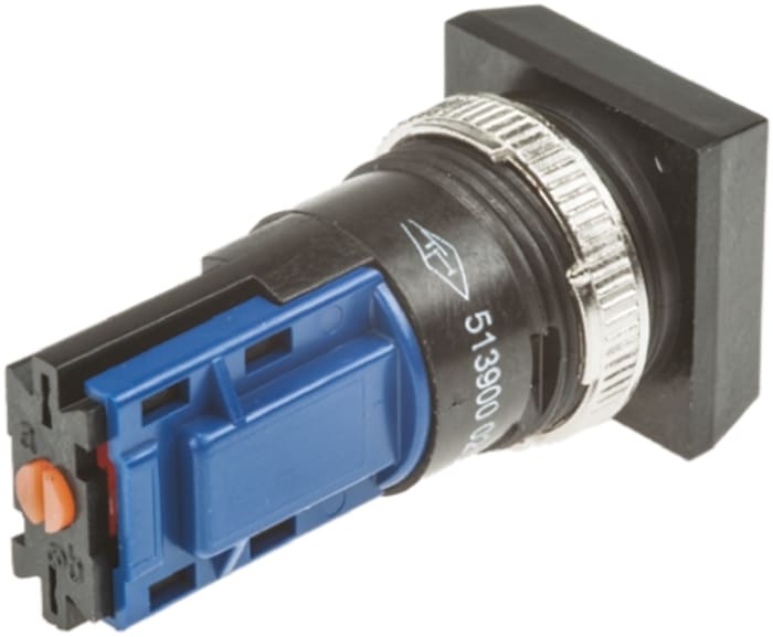 Saia-Burgess Push Button Switch, Latching, Panel Mount, 16mm Cutout, SPDT, IP40