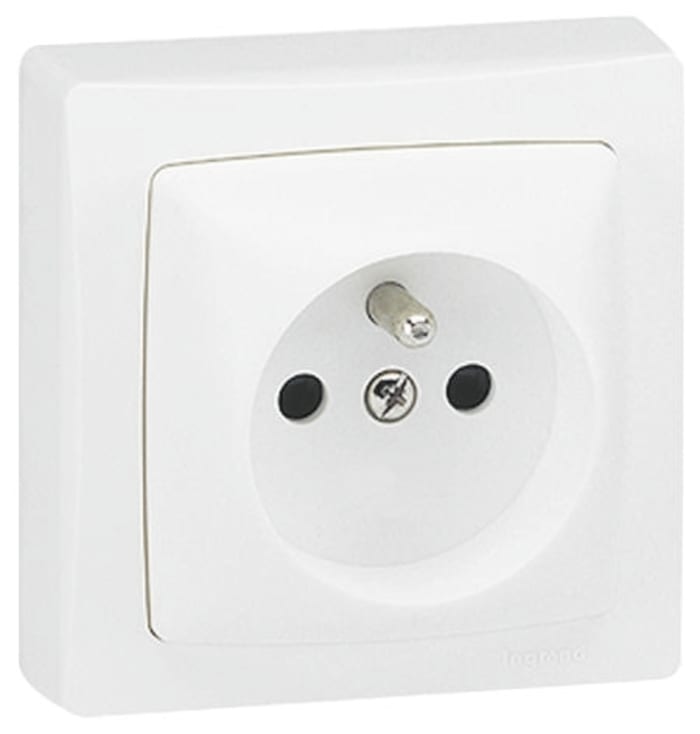 0 860 27 Legrand Legrand White 1 Gang Plug Socket, 16A, Type E