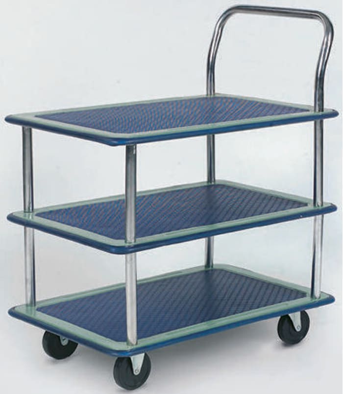 Carro de servicio Electrocomponents de Acero con 3 niveles, dim. de plataforma 735 x 475mm, carga 120kg