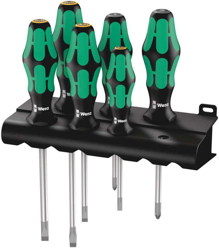 Jeu de tournevis standard Wera, Pozidriv, Fendu, 6 pièces