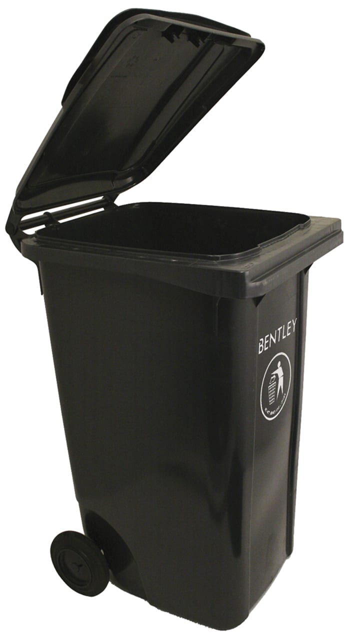 RS PRO 140L Black Flip Plastic Waste Bin