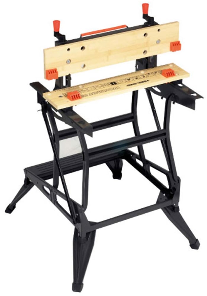 WM550-XJ, Black & Decker Portable Steel Workbench, 160kg Max Load,  Adjustable Height, 775mm x 610mm